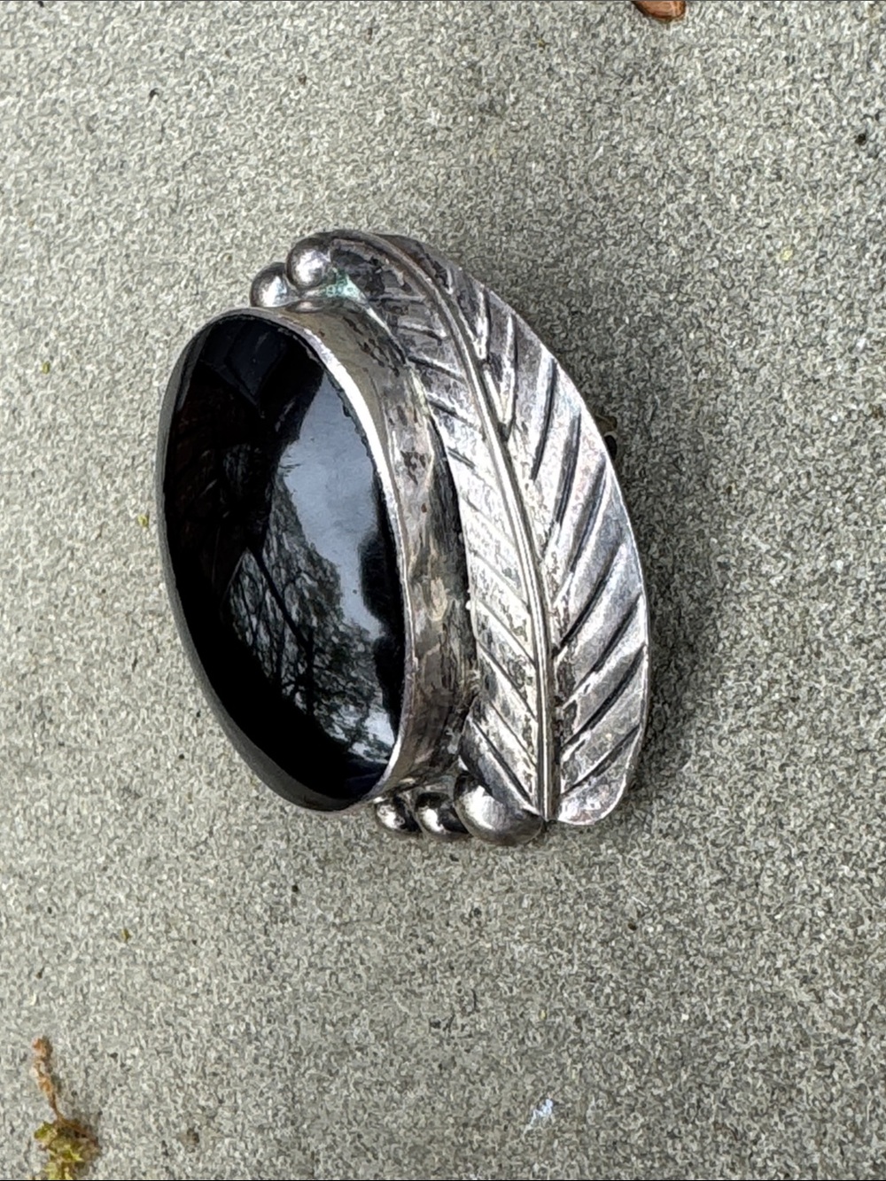 NATIVE AMERICAN STERLING SILVER AND ONYX PENDANT BROOCH PIN MEXICO - Picture 5 of 7
